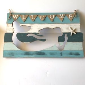 Large Wooden Mermaid Welcome Sign